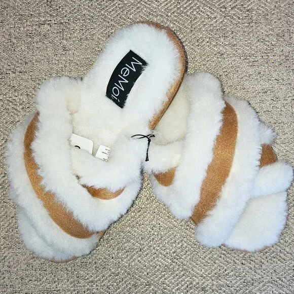 π₯HPπ₯ NWT MeMoi Women's Serina Slide-On Plush Slippers in Ivory Size S - Picture 4 of 11